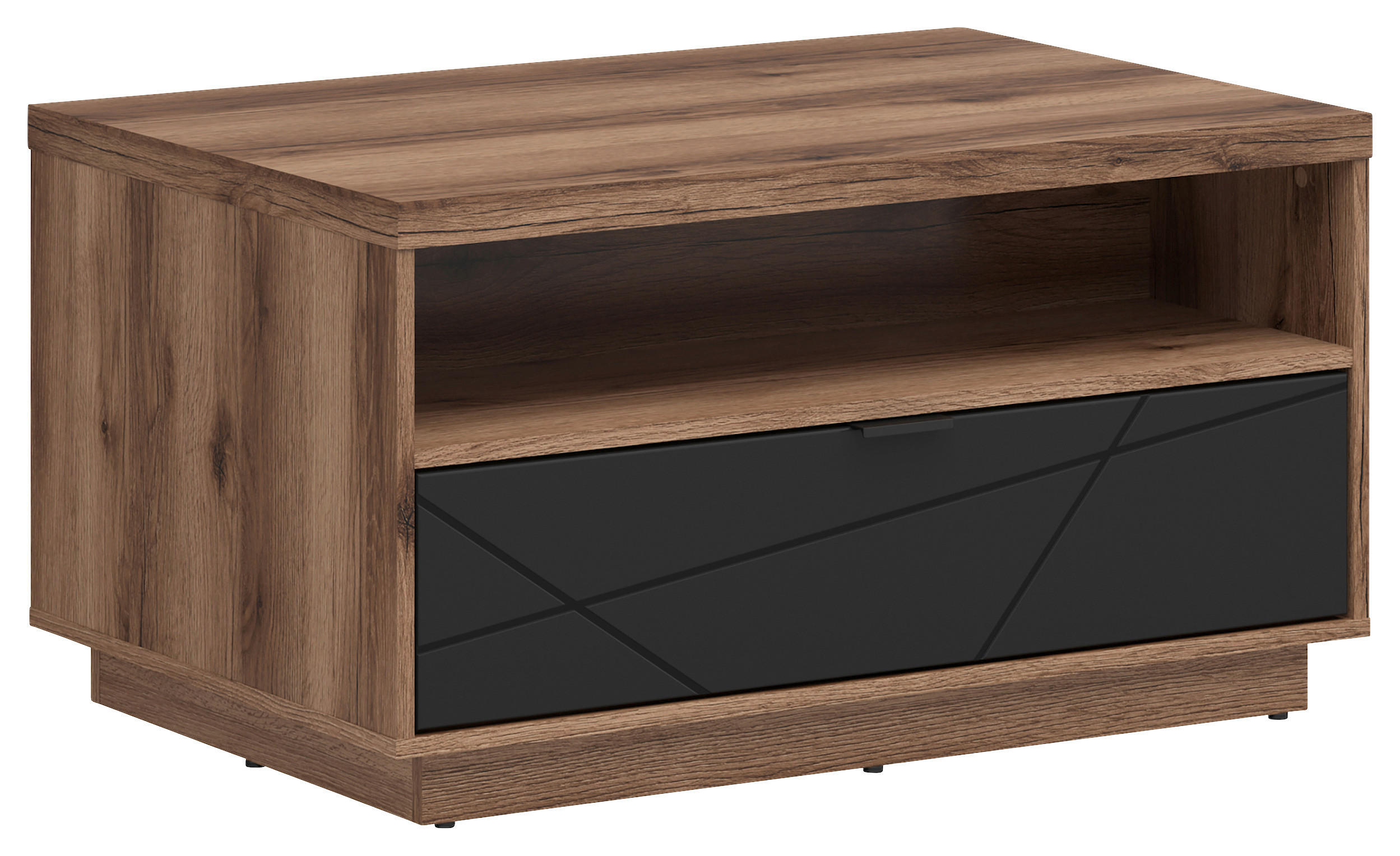 COUCHTISCH 90/60/48,5 cm rechteckig Schwarz, Eichefarben  - Eichefarben/Schwarz, Design, Holzwerkstoff/Kunststoff (90/60/48,5cm)