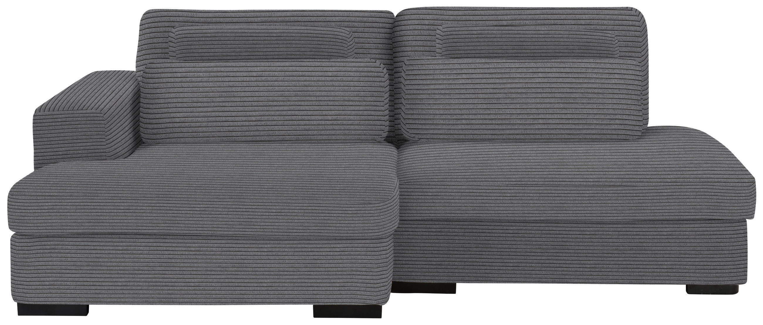 ECKSOFA in Cord, Velours Grau  - Schwarz/Grau, Design, Kunststoff/Textil (158/223cm) - Lomoco