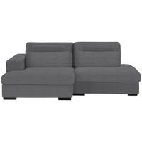 ECKSOFA in Cord, Velours Grau  - Schwarz/Grau, Design, Kunststoff/Textil (158/223cm) - Lomoco