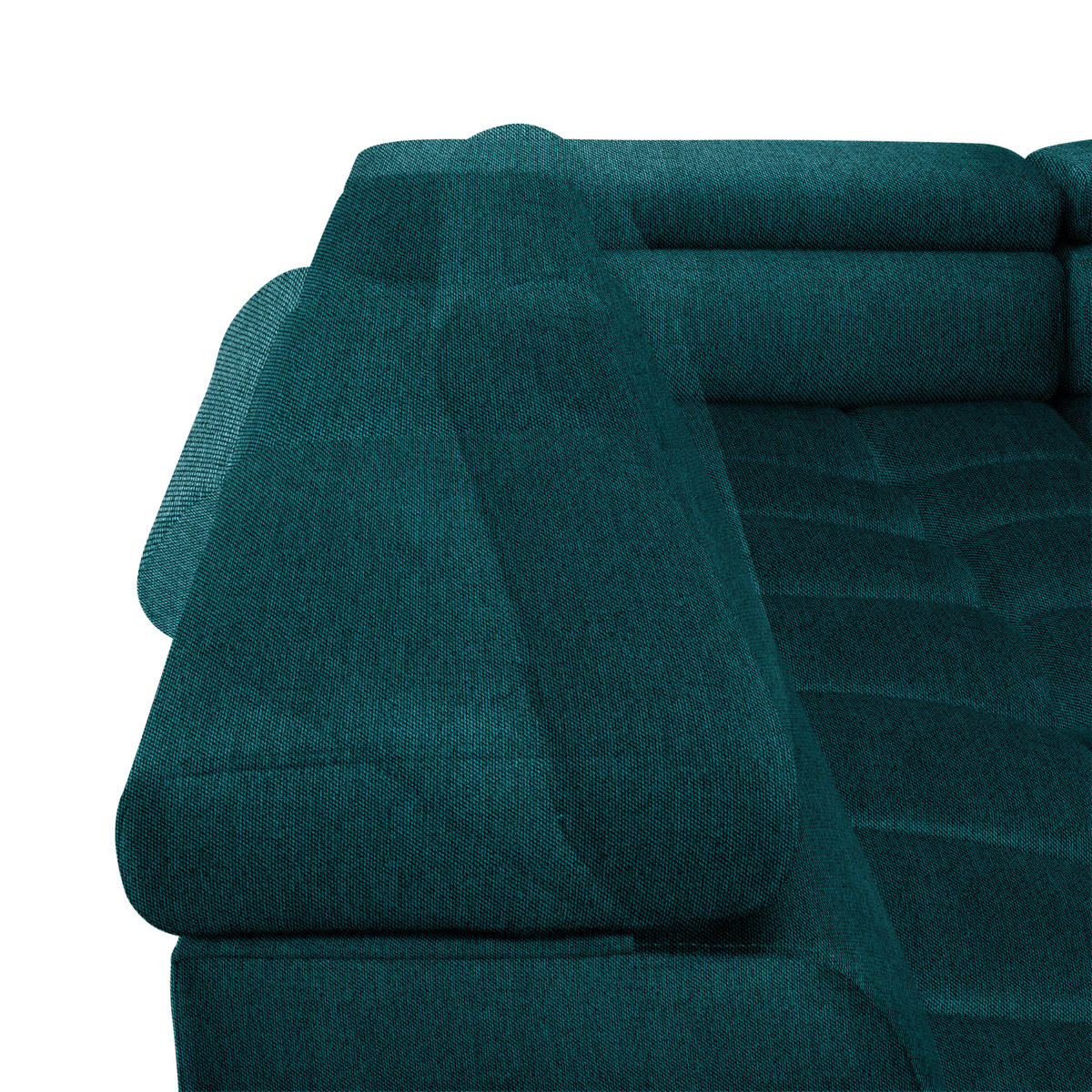 WOHNLANDSCHAFT in Webstoff Petrol  - Petrol/Schwarz, Design, Textil/Metall (216/385/177cm) - Welnova