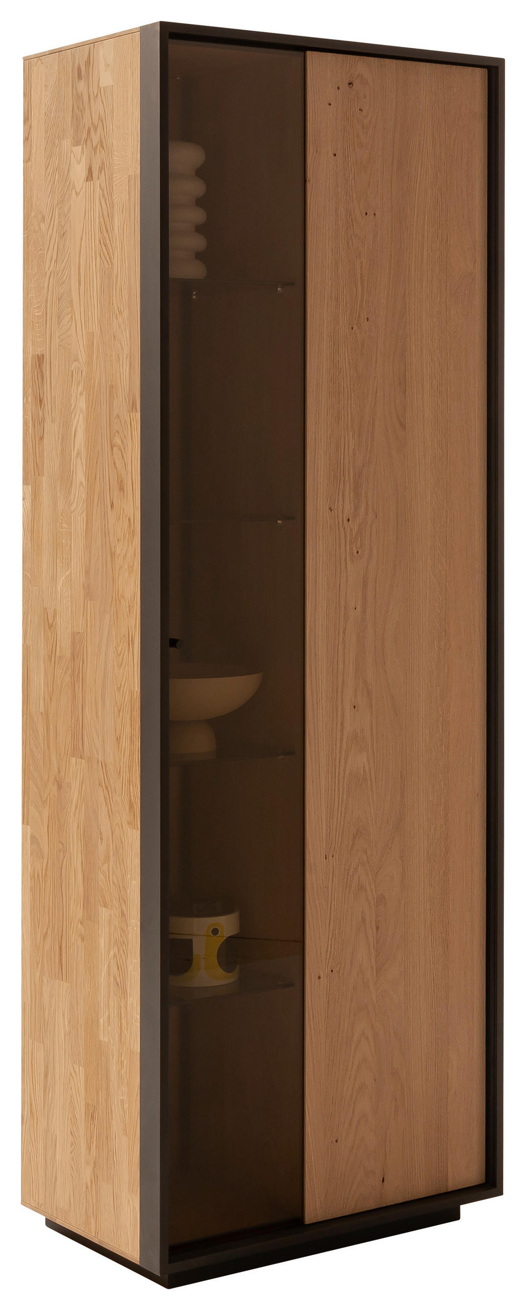VITRINE  in massiv Kerneiche Eichefarben - Eichefarben/Anthrazit, Design, Glas/Holz (67/197/42cm) - Schöner Wohnen