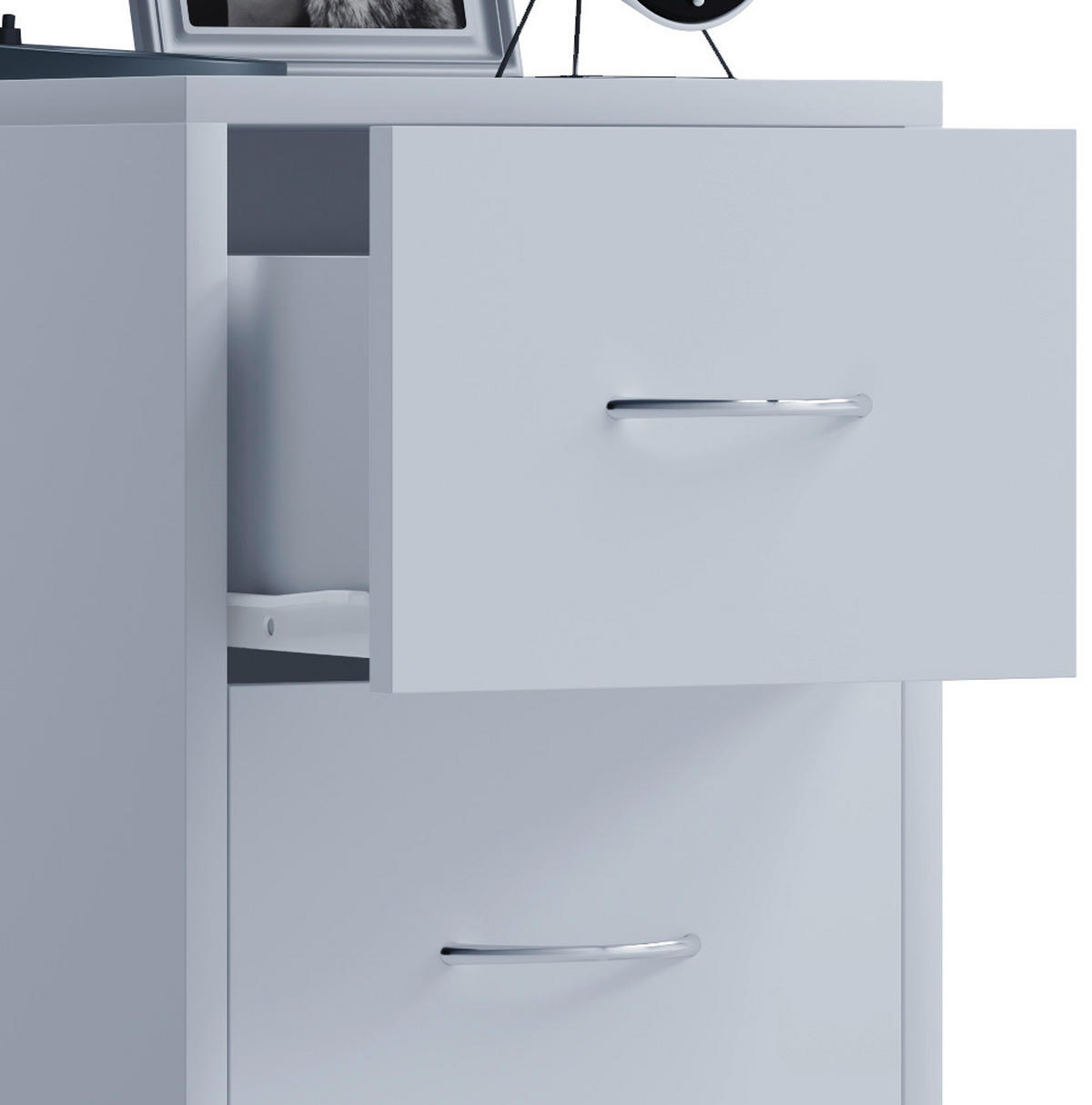 NACHTSCHRANK 35/65/35 cm  - Alufarben/Weiß, Basics, Holzwerkstoff (35/65/35cm) - MID.YOU