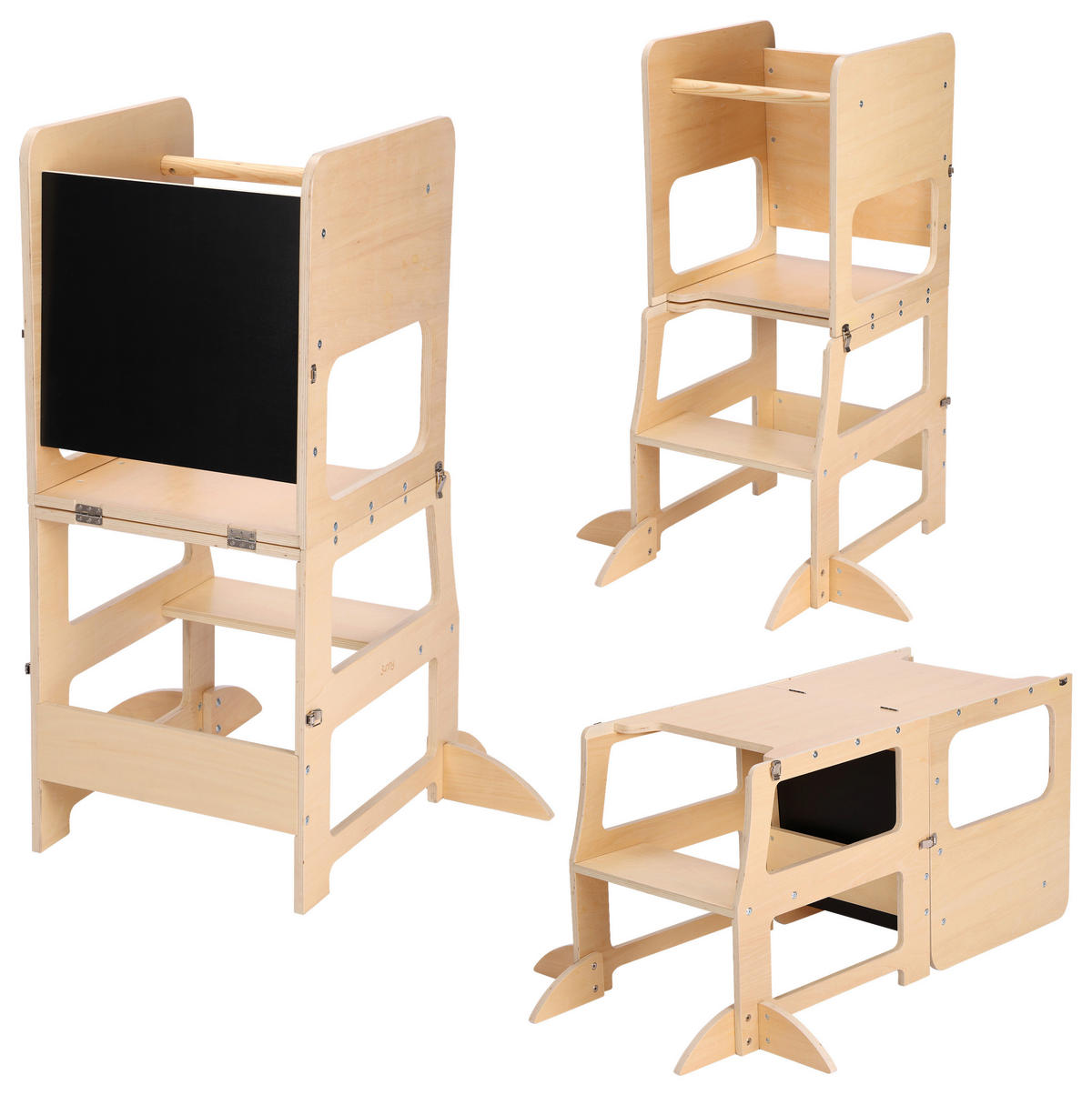 LERNTURM MAE LEARNING TOWER 2 IN 1  - Schwarz/Kieferfarben, KONVENTIONELL, Holz (49/40/92cm)