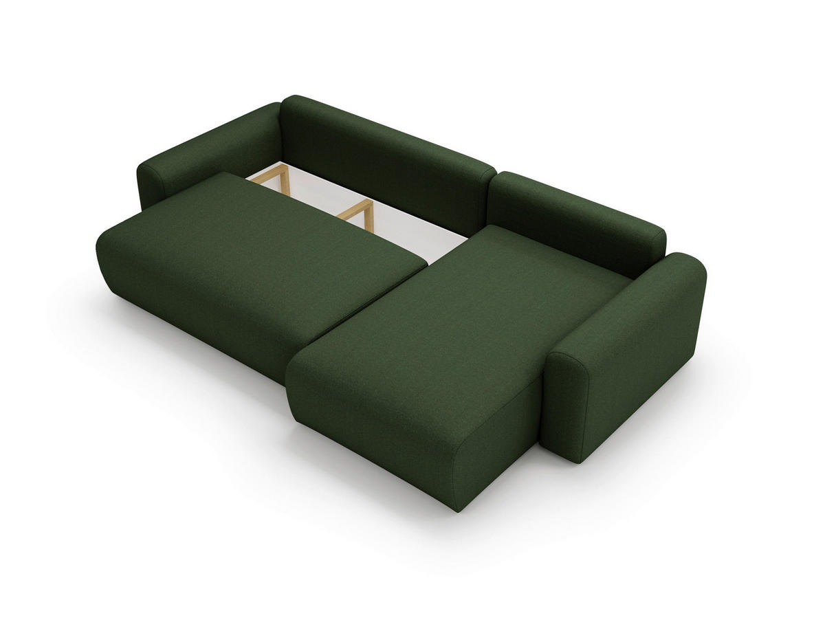 ECKSOFA Grün  - Creme/Schwarz, Design, Kunststoff/Textil (246/150cm) - Livetastic