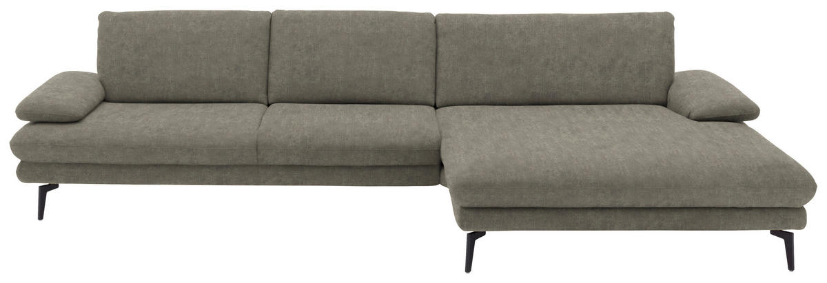 ECKSOFA  in Velours Grau  310/180 cm  - Schwarz/Grau, Design, Textil/Metall (310/180cm) - Dieter Knoll