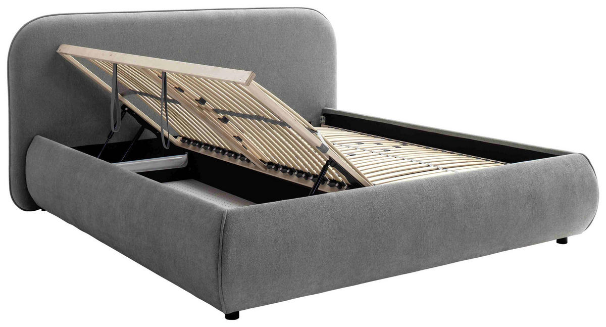 POLSTERBETT Lattenrost, Bettkasten Grau 180/200 cm  - Birkefarben/Buchefarben, Design, Holz/Textil (180/200cm) - Schöner Wohnen