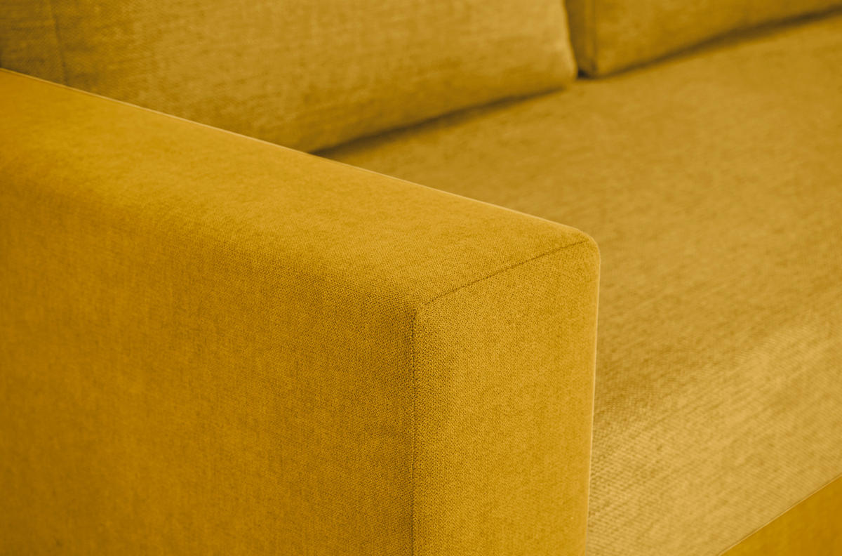 ECKSOFA Gelb Flachgewebe, Struktur  - Gelb/Schwarz, Design, Kunststoff/Textil (252/155cm) - Livetastic