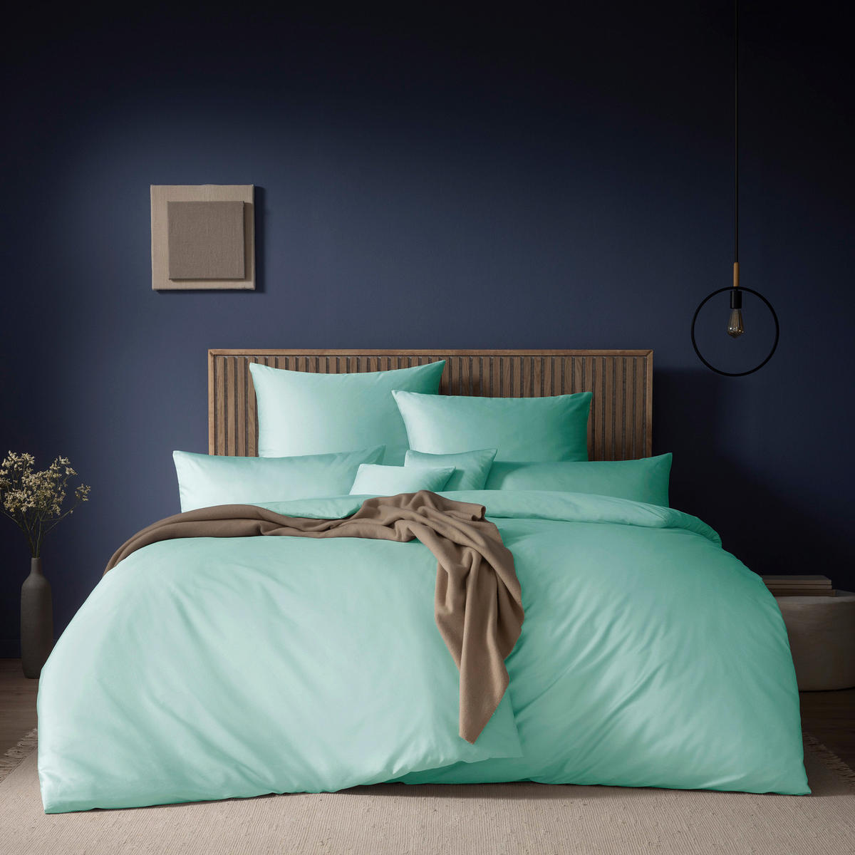 BETTWÄSCHE Atelier Makosatin 140/200 cm  - Azurblau, Basics, Textil (140/200cm) - Estella