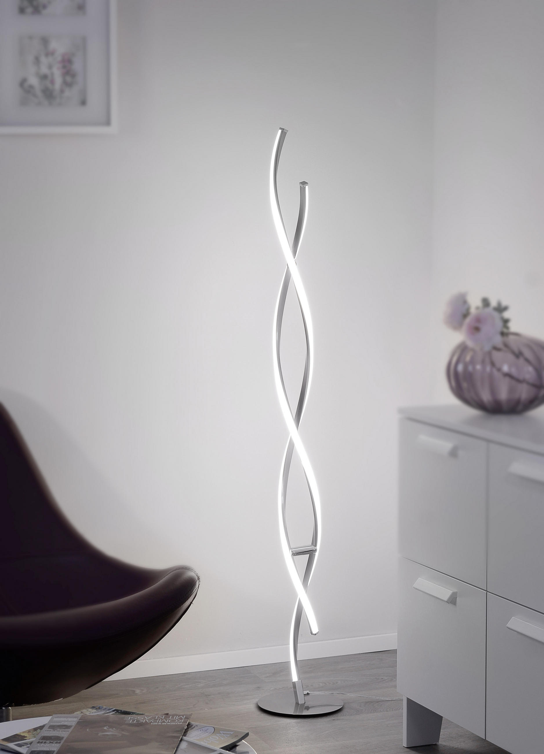 LED-STEHLEUCHTE 20/20/136 cm    - Nickelfarben, KONVENTIONELL, Metall (20/20/136cm) - Paul Neuhaus