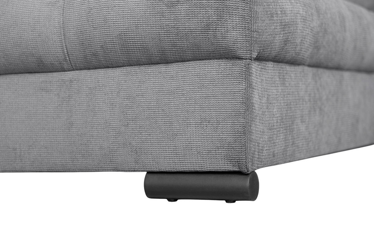 ECKSOFA ATLANTA Dunkelgrau Struktur Liegefläche im Originalstoff  - Dunkelgrau/Schwarz, Design, Textil/Metall (202/298cm) - MID.YOU