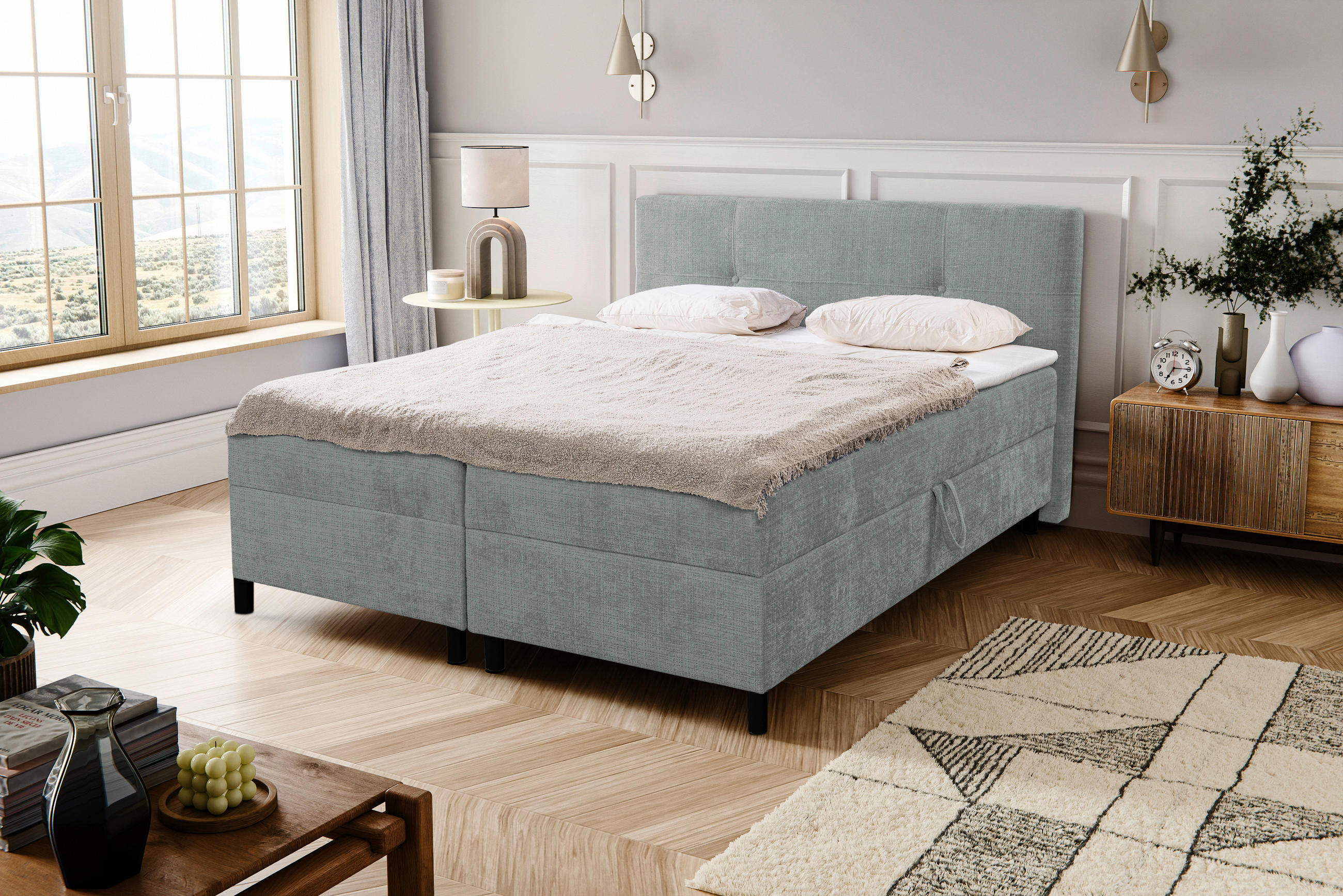 BOXBETT 180/200 cm  in Grau  - Schwarz/Grau, MODERN, Holz/Kunststoff (180/200cm) - MID.YOU