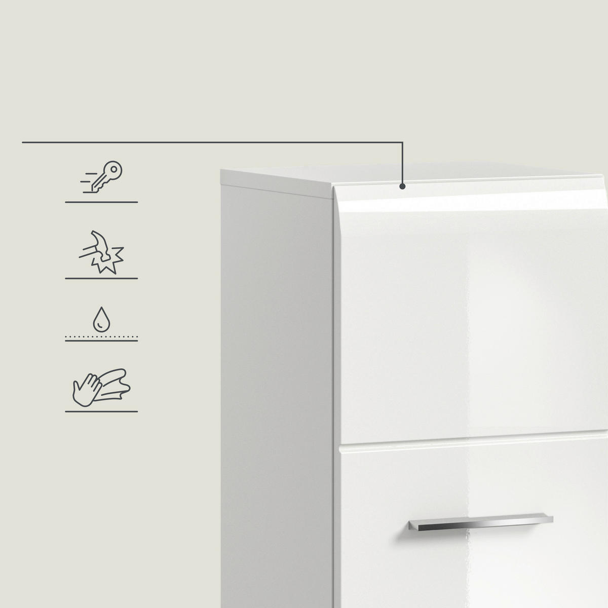 MIDISCHRANK 30/106/30 cm  - Weiss Hochglanz/Weiss, Modern, Holzwerkstoff/Kunststoff (30/106/30cm) - MID.YOU
