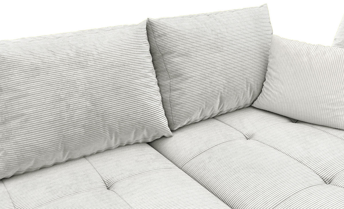 ECKSOFA Naturfarben Cord Zierkissen, Rückenkissen, Rücken echt  - Schwarz/Naturfarben, KONVENTIONELL, Holz/Textil (298/202cm) - Carryhome