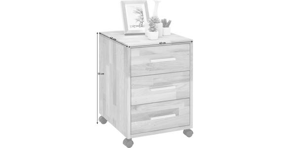 ROLLCONTAINER Wildeiche massiv Wildeiche  - Wildeiche/Alufarben, KONVENTIONELL, Holz/Kunststoff (40/56,7/42cm) - Linea Natura