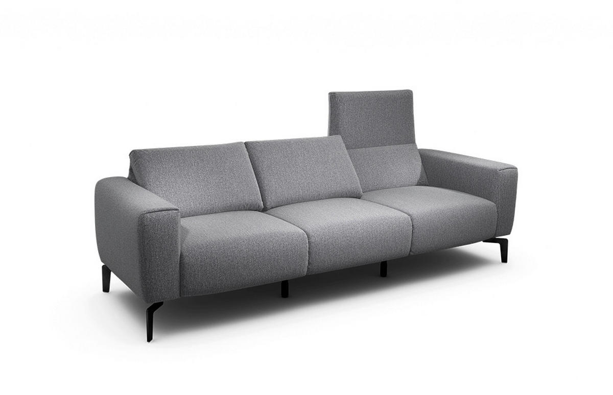 3-SITZER-SOFA Chenille Anthrazit  - Anthrazit/Schwarz, Design, Textil/Metall (250/86/86-94cm) - SENSOO