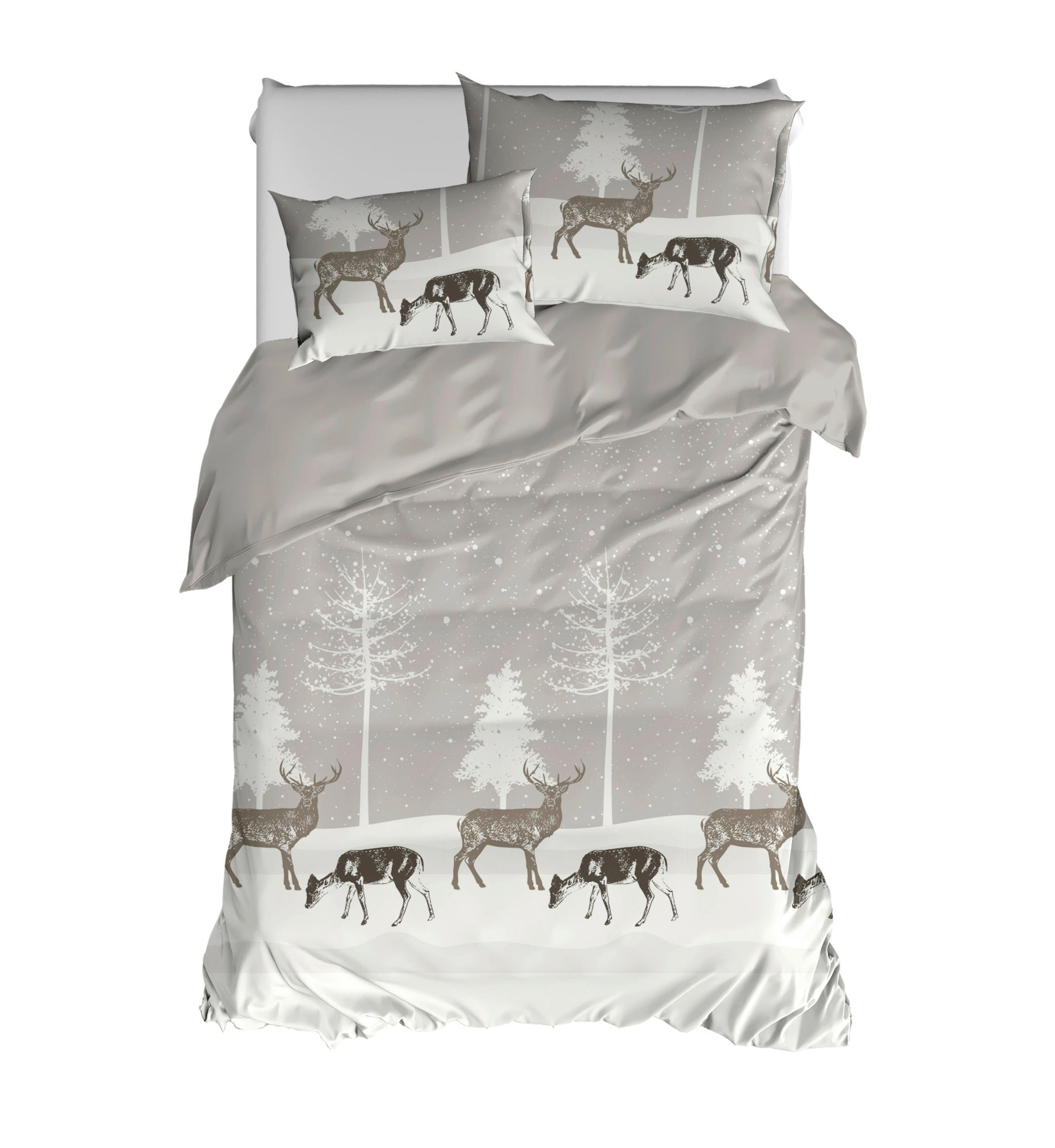 ÁGYNEMŰHUZAT-GARNITÚRA  - fehér/szürke, Basics, textil (140/200cm)