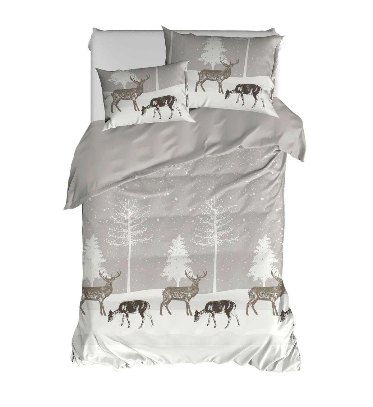 ÁGYNEMŰHUZAT-GARNITÚRA  - fehér/szürke, Basics, textil (140/200cm)