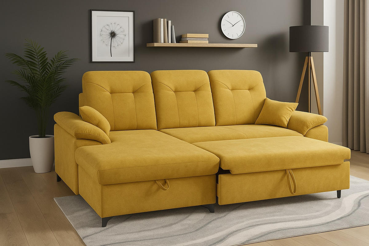 SAROKKANAPÉ textil sárga  - sárga, Basics, textil (164/260cm) - Carryhome