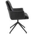 ARMLEHNSTUHL  Wippfunktion, Sitzfläche 360° drehbar, automatische Rückholfunktion  Echtleder  - Schwarz, Design, Leder/Metall (65/92/67,5cm) - Novel