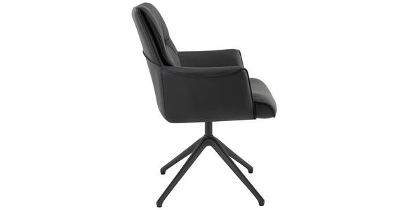 ARMLEHNSTUHL  Wippfunktion, Sitzfläche 360° drehbar, automatische Rückholfunktion  Echtleder  - Schwarz, Design, Leder/Metall (65/92/67,5cm) - Novel