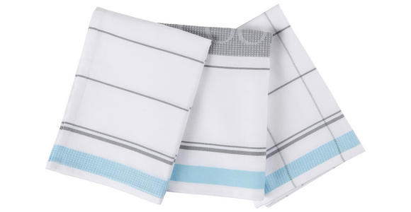GESCHIRRTUCH-SET 3-teilig Blau, Weiß  - Blau/Weiß, Basics, Textil (50/70cm) - Esposa