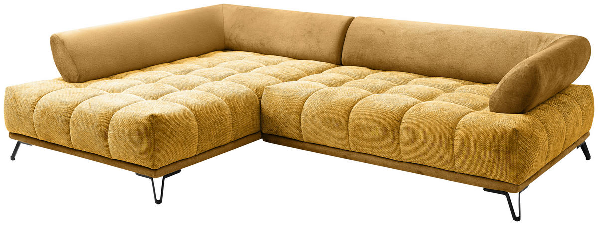 ECKSOFA Chenille Currygelb  - Currygelb/Schwarz, Modern, Textil/Metall (184/262cm) - MID.YOU