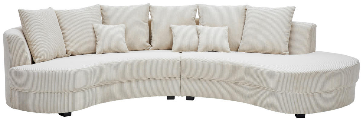 Wohnlandschaft inkl. Hocker in Cord Beige  - Beige/Schwarz, Design, Kunststoff/Textil (300/160cm) - Livetastic