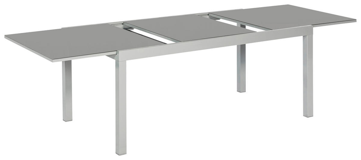 GARTENTISCH 200-300/110/75 cm Metall, Glas rechteckig  - Silberfarben/Grau, KONVENTIONELL, Glas/Metall (200-300/110/75cm) - Gardenson