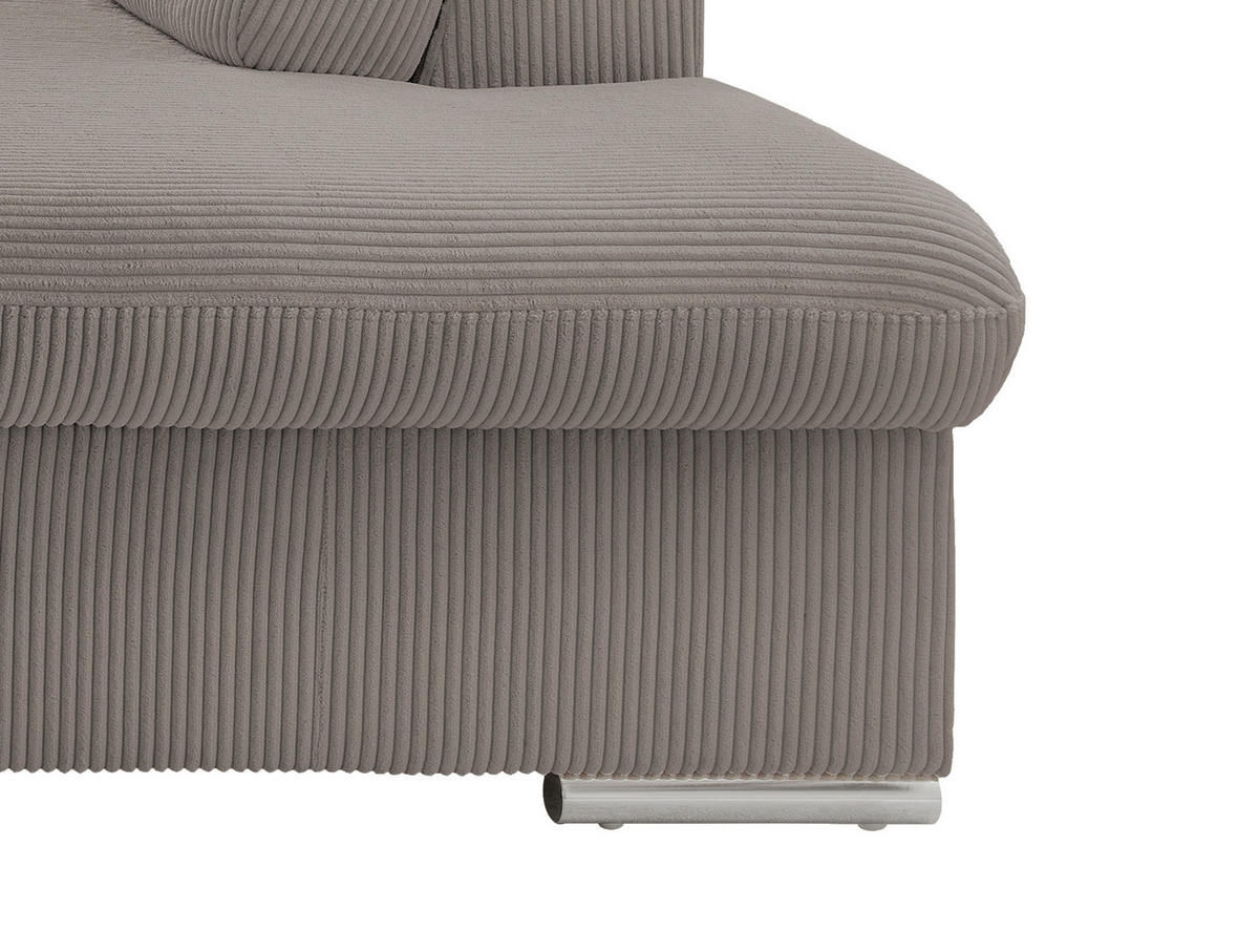 ECKSOFA Graubraun Cord  - Chromfarben/Graubraun, Design, Textil/Metall (283/228cm) - Livetastic