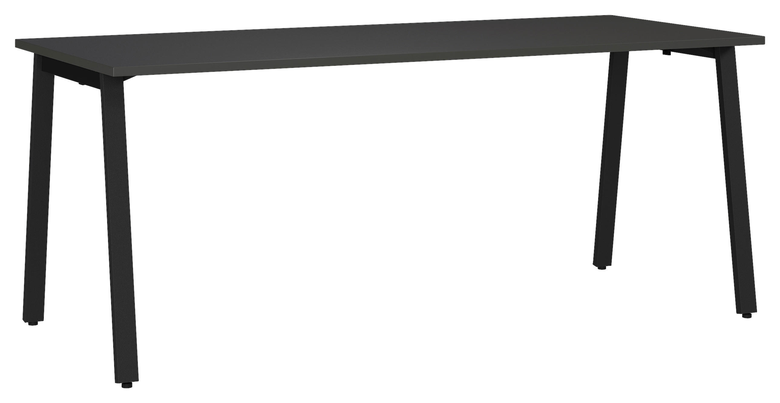 SCHREIBTISCH 180/80/75 cm Graphitfarben, Schwarz in verschiedenen Holz-Dekoren erhältlich, justierbare Füße  - Graphitfarben/Schwarz, MODERN, Holzwerkstoff/Metall (180/80/75cm) - Novel