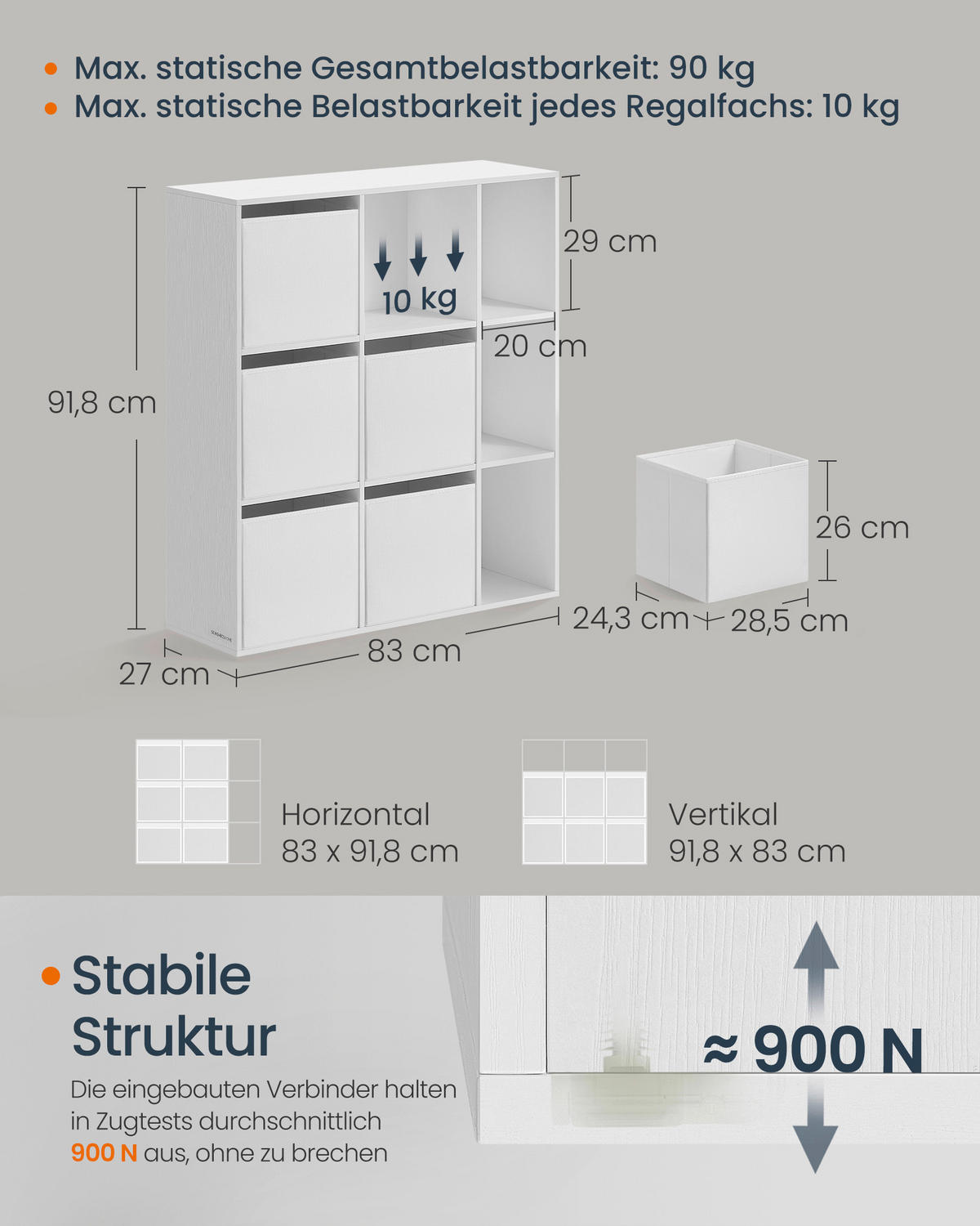 NÁSTENNÁ KNIŽNICA, biela, 83/91,8/27 cm - biela, Trend, kompozitné drevo/textil (83/91,8/27cm) - Boxxx