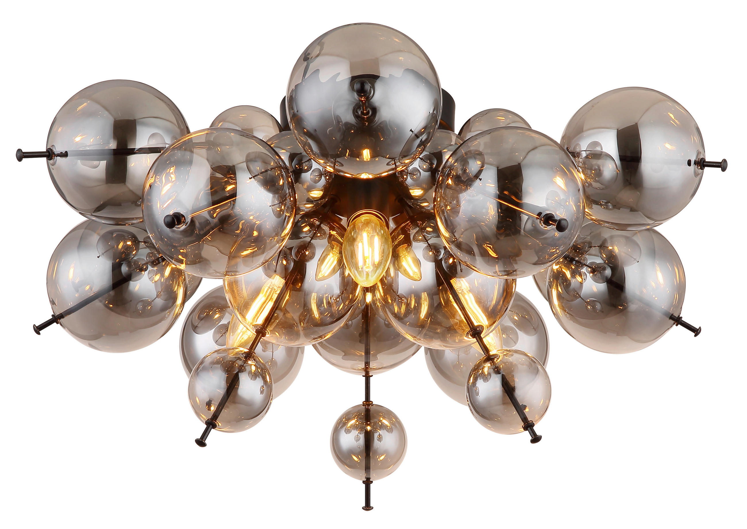 DECKENLEUCHTE 55/28 cm   - Schwarz, Design, Glas/Metall (55/28cm) - Globo