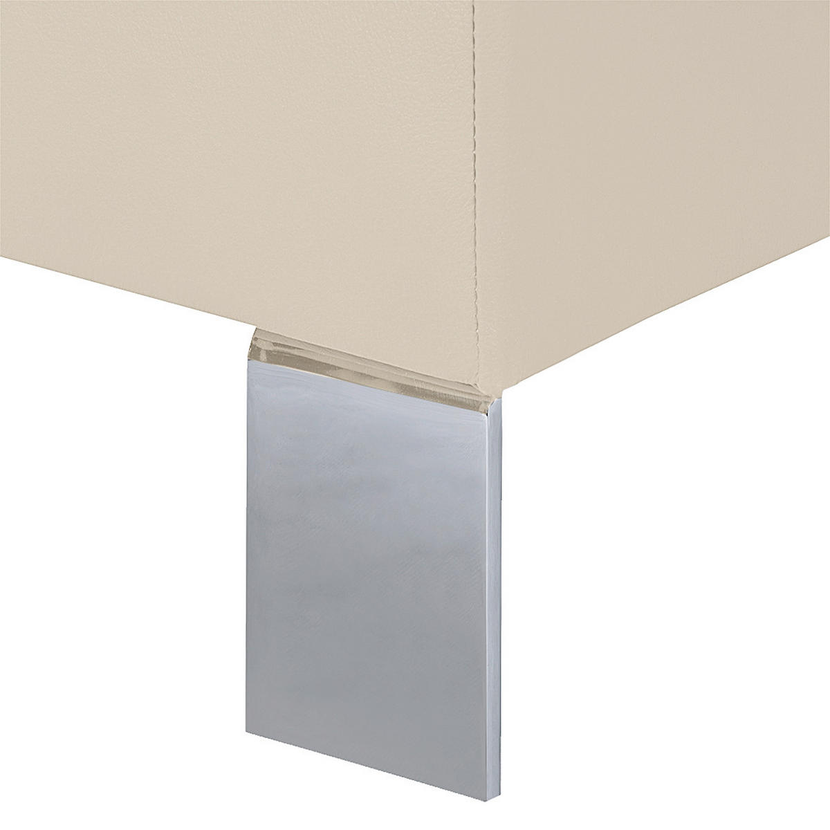 HOCKER in Leder Beige  - Chromfarben/Beige, Design, Leder/Metall (91/44/57cm) - Livetastic