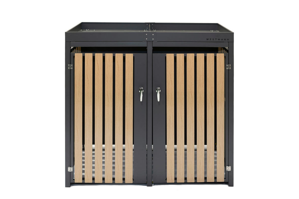 MÜLLTONNENBOX - Anthrazit/Naturfarben, Basics, Metall (84/125/134cm)