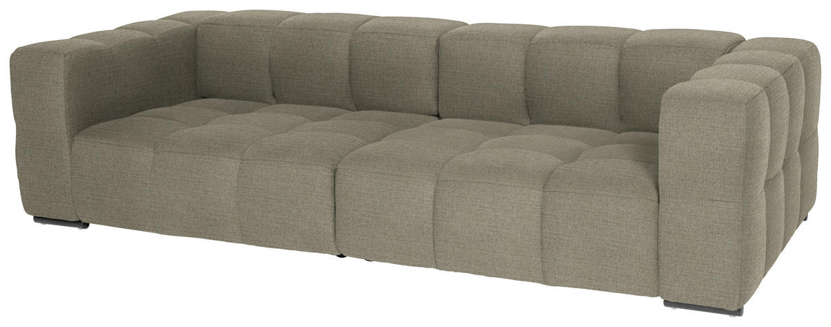 BIGSOFA  in Flachgewebe, Leinenoptik Beige  - Beige/Schwarz, Design, Textil/Metall (262/66/113cm) - Belluti