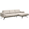 ECKSOFA in Struktur Creme  262/157 cm  - Creme/Schwarz, Design, Textil/Metall (262/157cm) - Novel