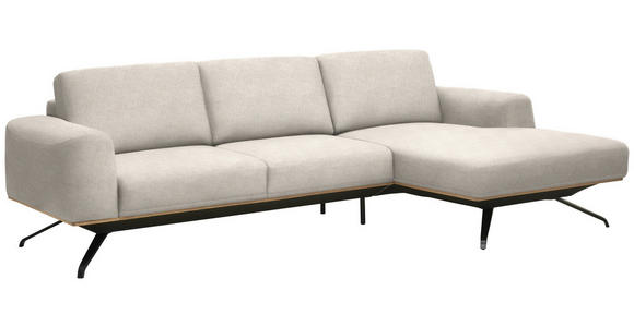 ECKSOFA in Struktur Creme  262/157 cm  - Creme/Schwarz, Design, Textil/Metall (262/157cm) - Novel