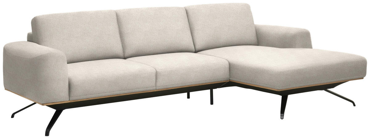 ECKSOFA in Struktur Creme  - Creme/Schwarz, Design, Textil/Metall (262/157cm) - Novel