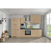 KÜCHENBLOCK 310 cm   in Grau, Wildeiche  - Wildeiche/Edelstahlfarben, KONVENTIONELL, Holzwerkstoff/Metall (310cm) - Welnova