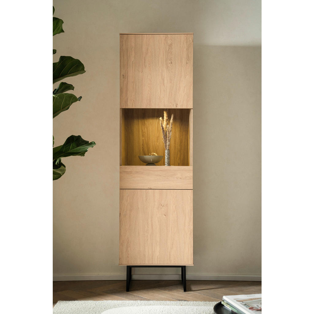 Thumbnail - Modante Vitrine, Eiche, Holzwerkstoff, 4 Fächer, 58x200x40 cm, Typenauswahl, Beimöbel erhältlich, stehend, Wohnzimmer, W...