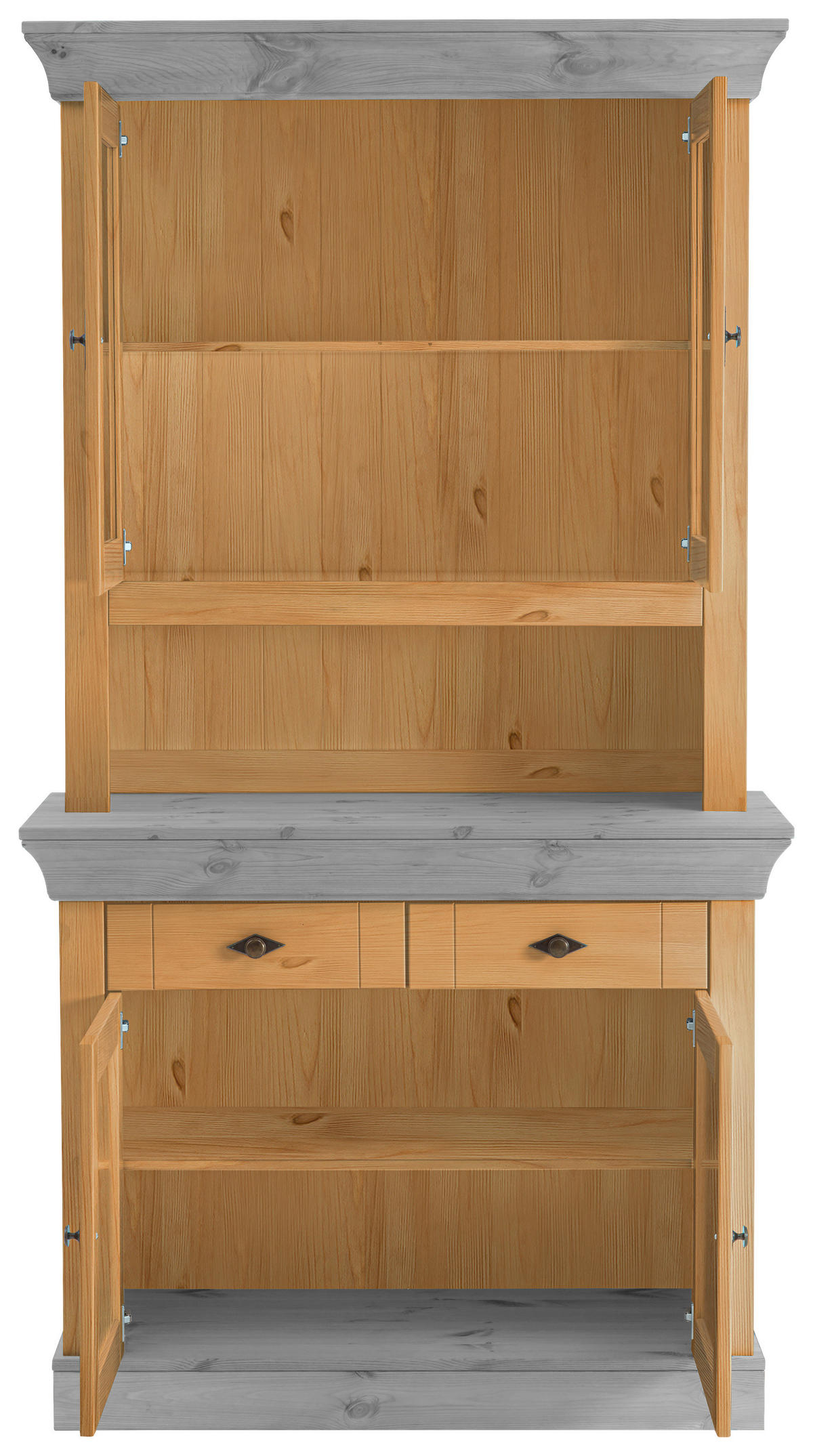 BUFFET 108/197/45 cm  in Grau, Laugenfarbig  - Laugenfarbig/Grau, ROMANTIK / LANDHAUS, Glas/Holz (108/197/45cm) - Boxxx
