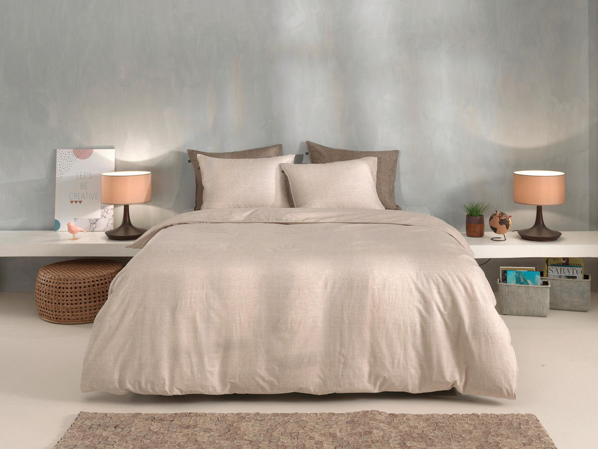 BETTWÄSCHE Lino Renforcé 155/220 cm  - Beige, Basics, Textil (155/220cm)