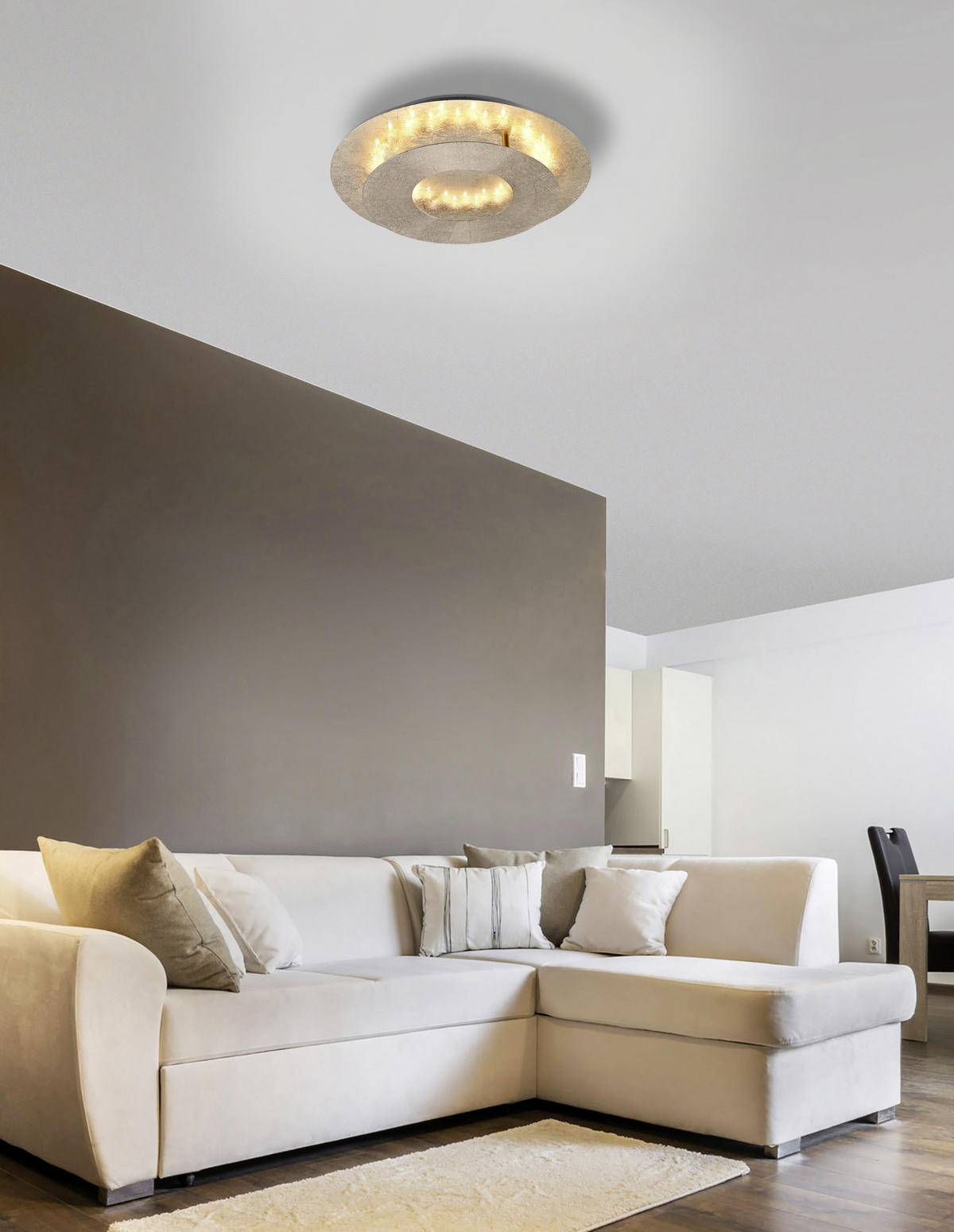 PLAFONIERĂ CU LED - auriu, Design, metal (24/8cm)