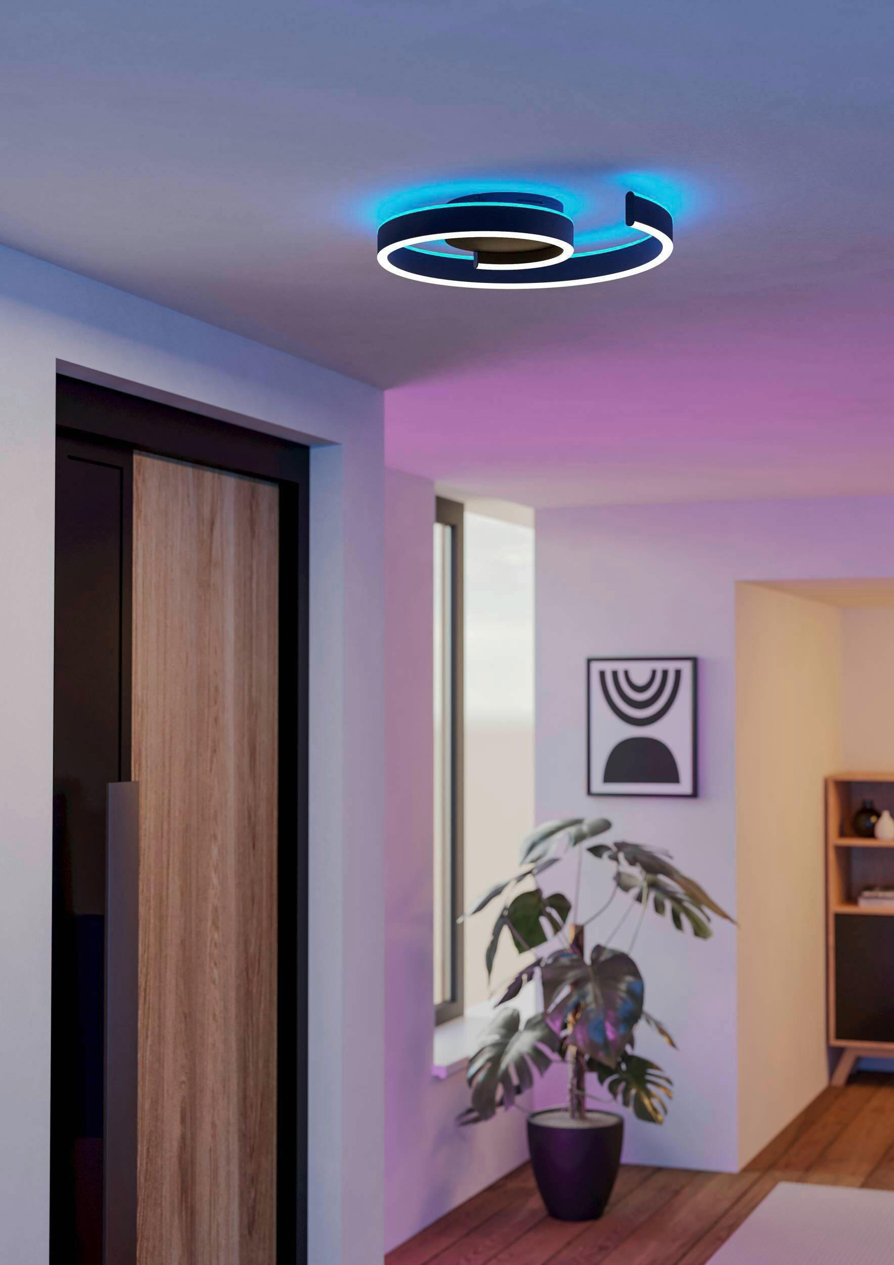 LED-DECKENLEUCHTE  Smart 46,5/39/7,5 cm   - Schwarz/Weiß, Design, Kunststoff/Metall (46,5/39/7,5cm)