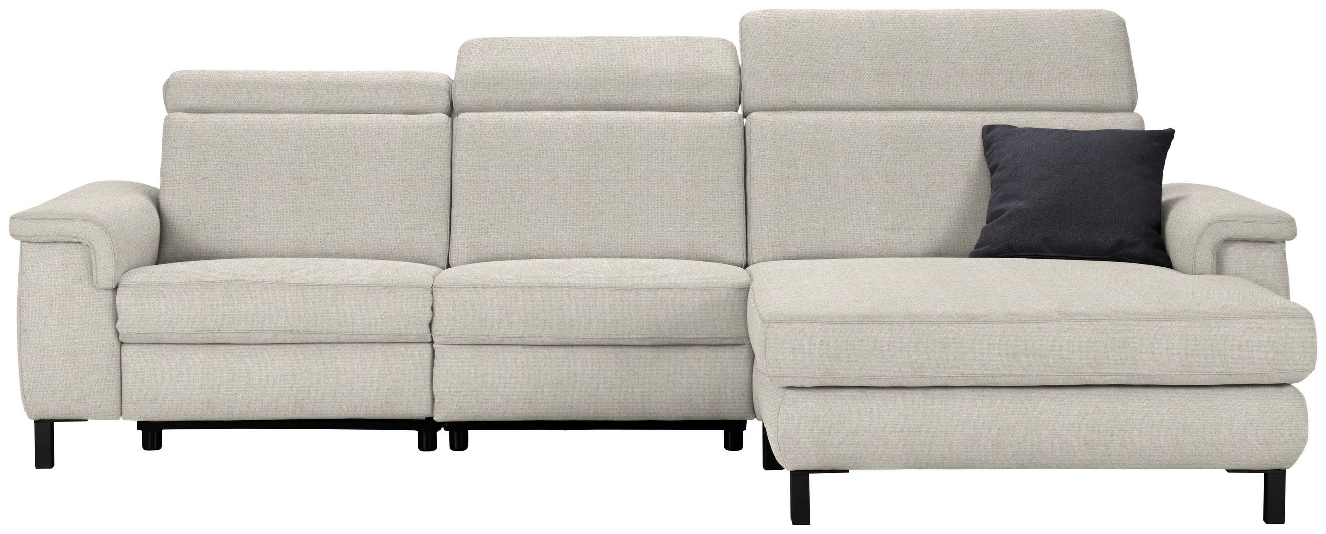 ECKSOFA in Flachgewebe Beige  304/182 cm  - Beige/Schwarz, KONVENTIONELL, Textil/Metall (304/182cm) - Pure Home Comfort