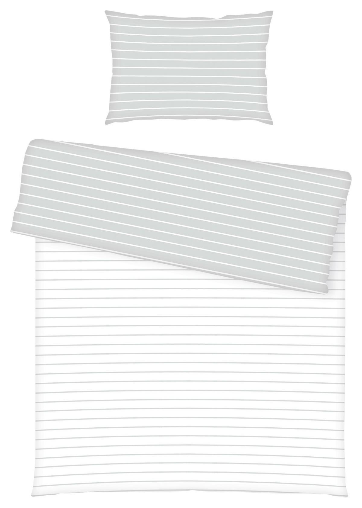 BABYBETTWÄSCHE 100/135 cm  - Weiß/Grau, KONVENTIONELL, Textil (100/135cm)