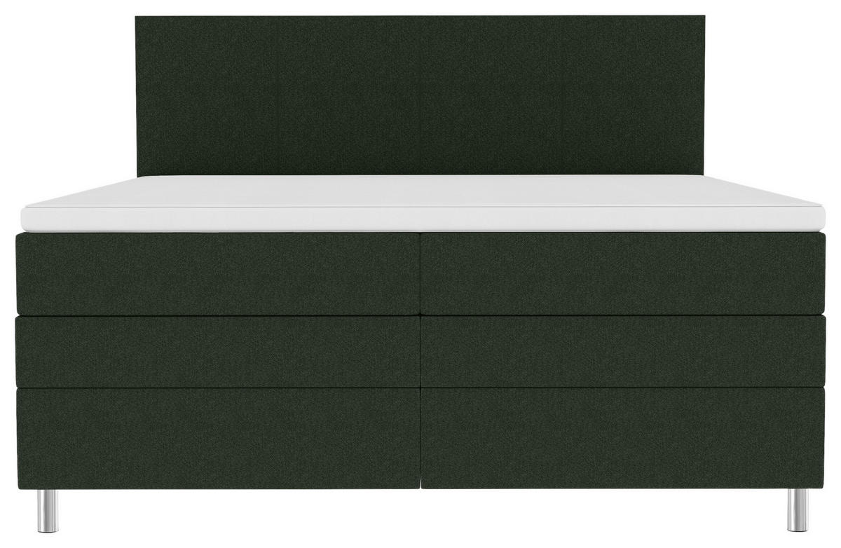 BOXSPRINGBETT 200/200 cm,  in Grün, Bettkasten, Topper, Matratzen, H3 = fest  - Chromfarben/Grün, KONVENTIONELL, Kunststoff/Textil (200/200cm) - Boxxx