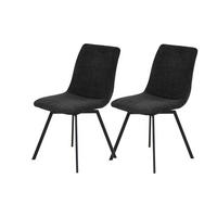 STUHL-SET 2 Stück  in Stahl Bouclé  - Anthrazit/Schwarz, MODERN, Textil/Metall (45/85/64cm) - MID.YOU
