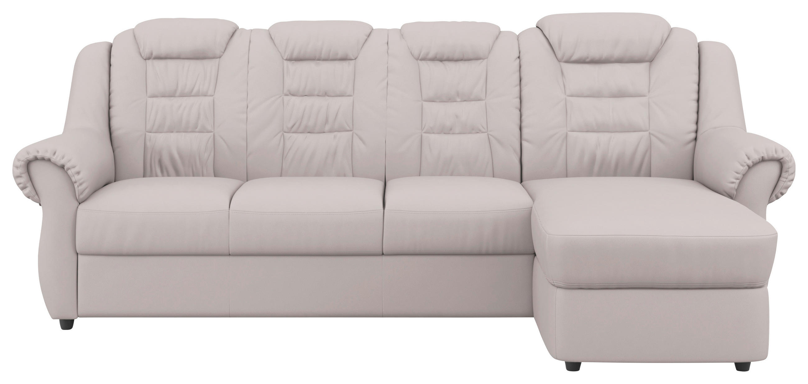 ECKSOFA Hellgrau Lederlook Rücken echt  - Hellgrau/Schwarz, KONVENTIONELL, Kunststoff/Textil (262/165cm) - Livetastic