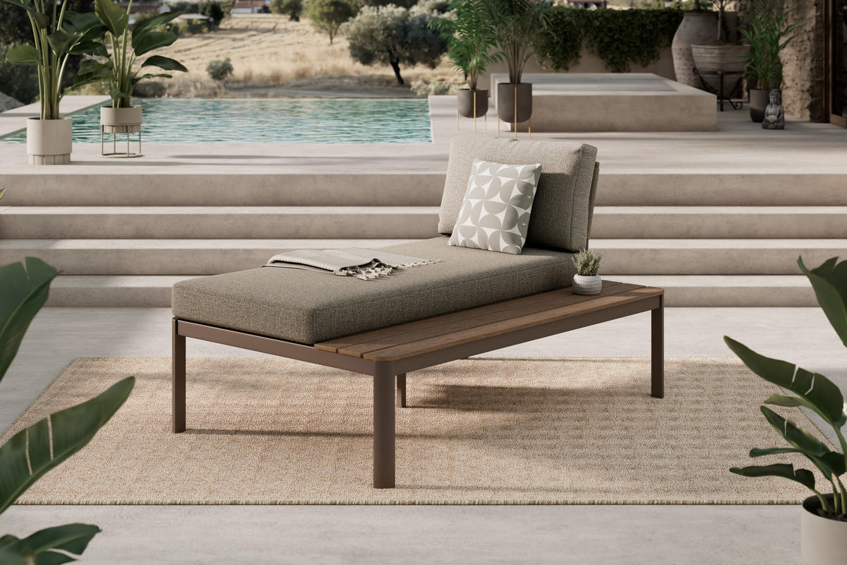 LOUNGEBETT  - Taupe/Naturfarben, Design, Kunststoff/Textil (99/83/151cm) - Amatio